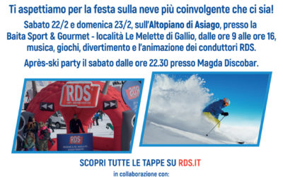 L’RDS PLAY on Tour –  Winter Edition arriva alla Ski Area leMelette a Gallio sull’Altopiano di Asiago